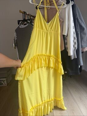 Yellow Ruffle Maxi Dress - Lightweight Summer Slip Dress